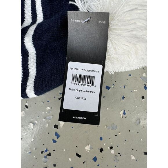 Rhode Island Rams NCAA Navy Adidas Beanie Pom Knit Cap Hat NWT New Football - Picture 3 of 3